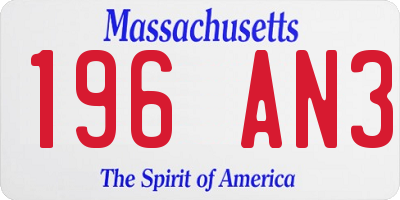 MA license plate 196AN3