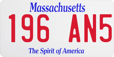 MA license plate 196AN5