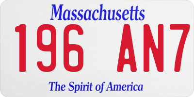 MA license plate 196AN7