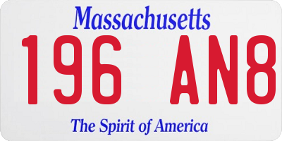 MA license plate 196AN8