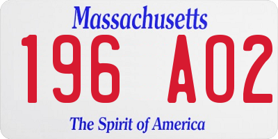 MA license plate 196AO2