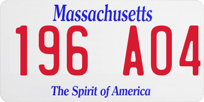 MA license plate 196AO4