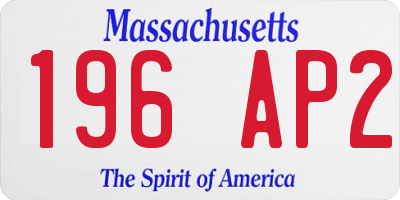 MA license plate 196AP2