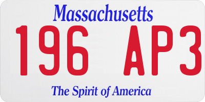 MA license plate 196AP3