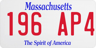 MA license plate 196AP4