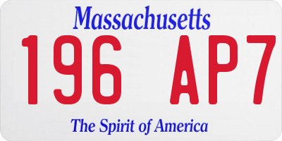 MA license plate 196AP7