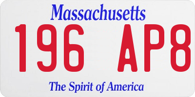 MA license plate 196AP8