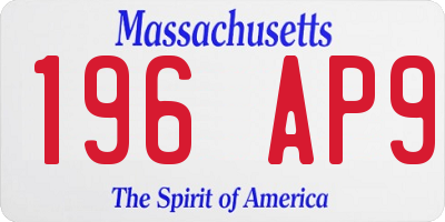 MA license plate 196AP9