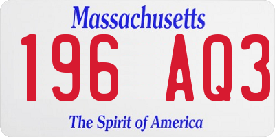 MA license plate 196AQ3