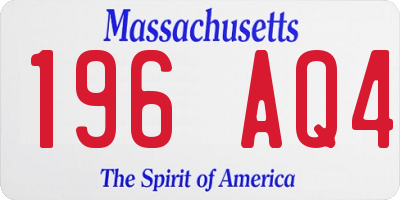 MA license plate 196AQ4