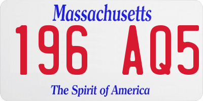 MA license plate 196AQ5