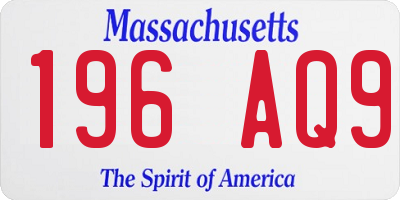 MA license plate 196AQ9