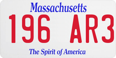 MA license plate 196AR3
