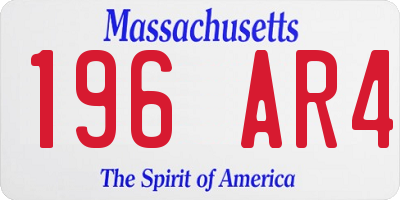 MA license plate 196AR4