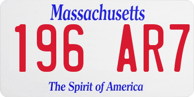 MA license plate 196AR7