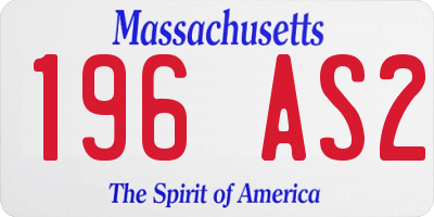 MA license plate 196AS2