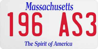 MA license plate 196AS3