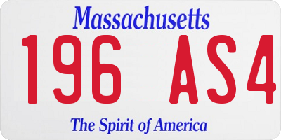 MA license plate 196AS4