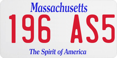 MA license plate 196AS5