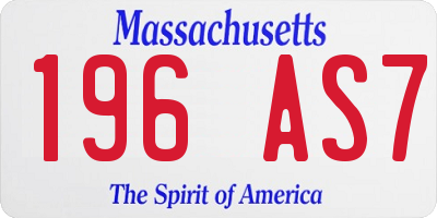 MA license plate 196AS7