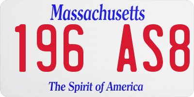 MA license plate 196AS8