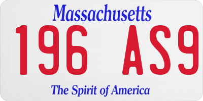 MA license plate 196AS9