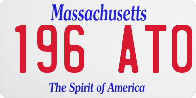 MA license plate 196AT0