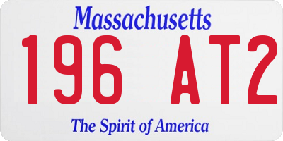 MA license plate 196AT2