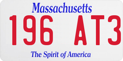 MA license plate 196AT3