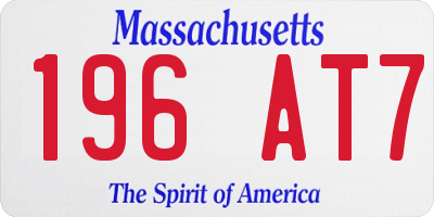MA license plate 196AT7