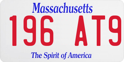 MA license plate 196AT9