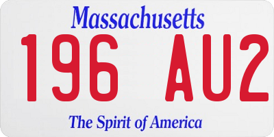 MA license plate 196AU2