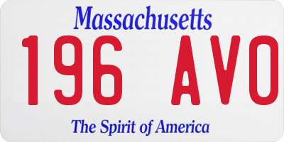 MA license plate 196AV0