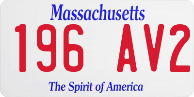 MA license plate 196AV2
