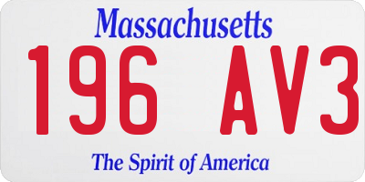 MA license plate 196AV3