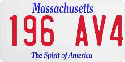 MA license plate 196AV4