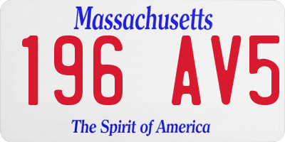 MA license plate 196AV5