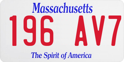 MA license plate 196AV7