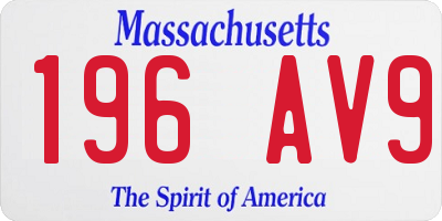MA license plate 196AV9