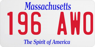 MA license plate 196AW0