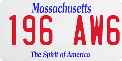 MA license plate 196AW6