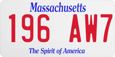 MA license plate 196AW7