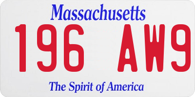 MA license plate 196AW9