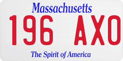 MA license plate 196AX0