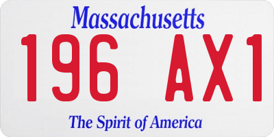 MA license plate 196AX1