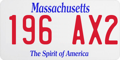 MA license plate 196AX2
