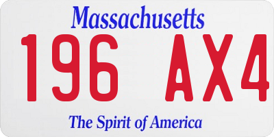 MA license plate 196AX4