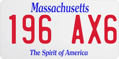 MA license plate 196AX6