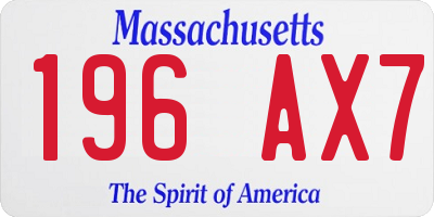 MA license plate 196AX7