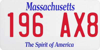 MA license plate 196AX8
